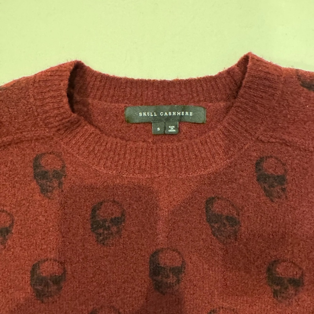 Skull Cashmere Wool Blend Skull Print Sweater - Picture 3 of 15